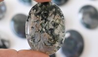 Moss Agate Worry Stone for Crystal Healing, Pocket Palm Stone