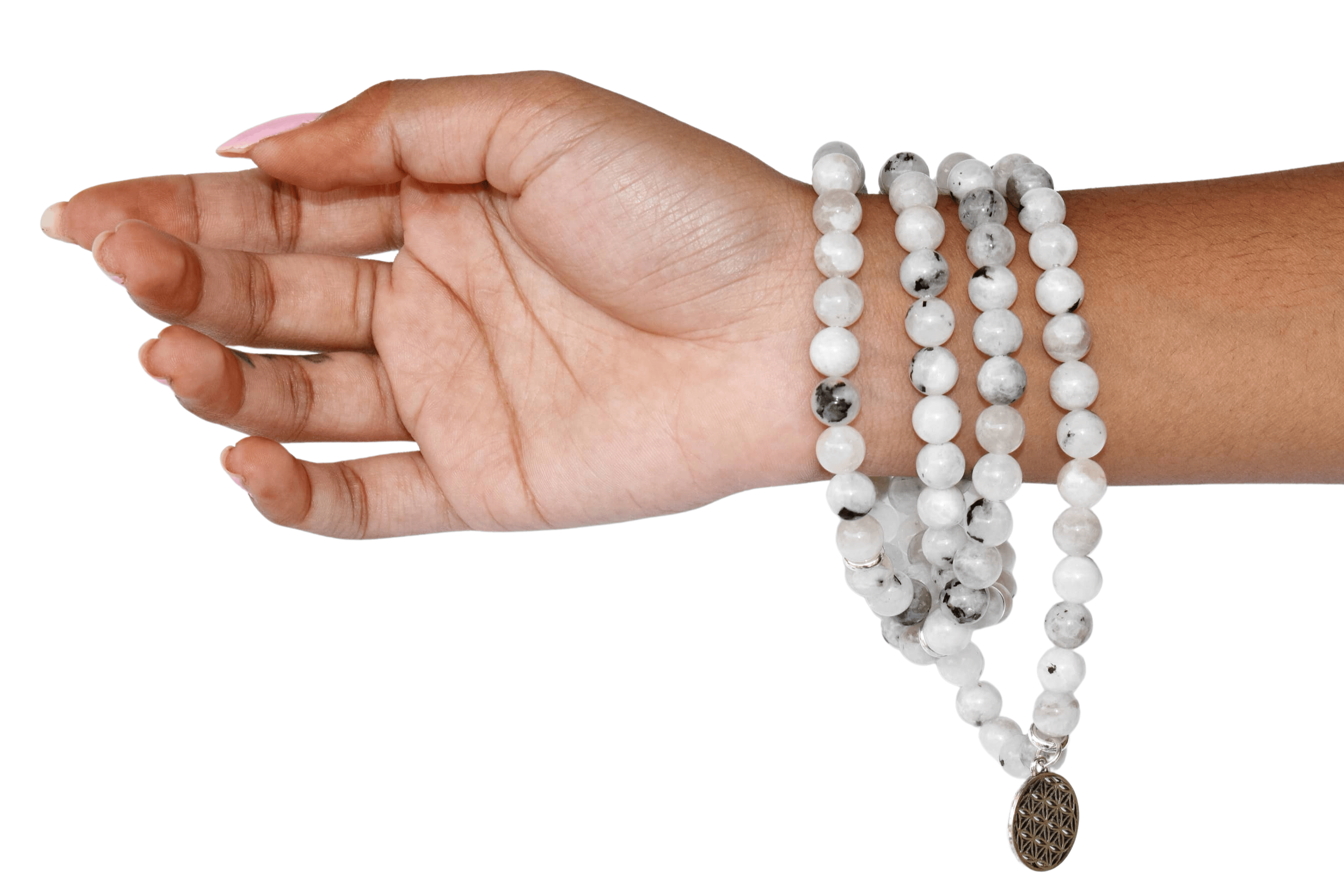 Rainbow Moonstone 108 Prayer Beads Mala Bracelet Prayer Beads Necklace