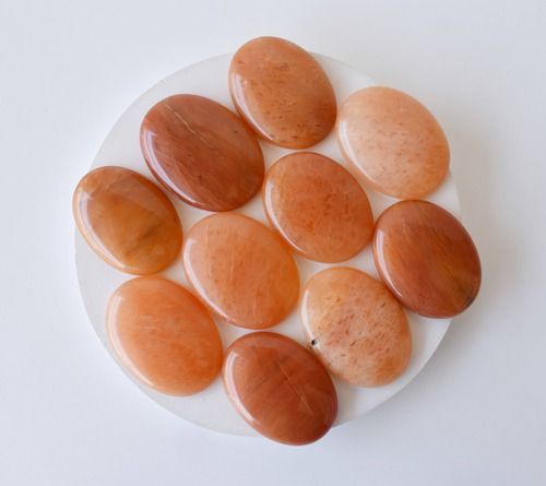 Orange Aventurine  Worry Stone for Crystal Healing, Pocket Palm Stone