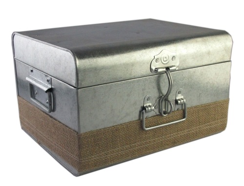 40 Cm Galvanised Trunk - Color: Silver And Brown