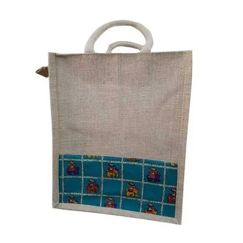 White Loop Handle Jute Tiffin Bag