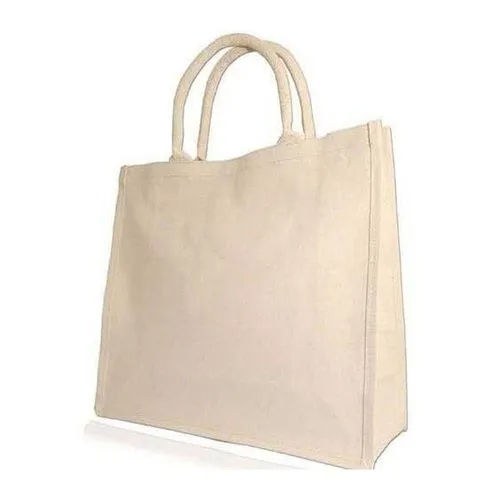 White Plain Jute Shopping Bag