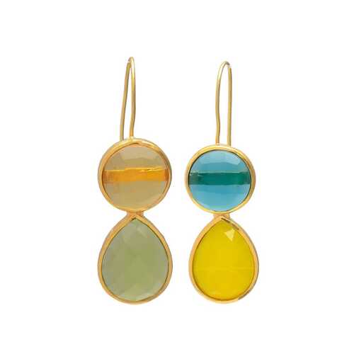 Multi colour golden earrings