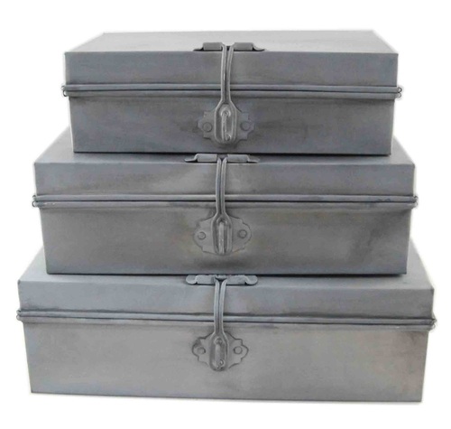 Set of 3 Galvanised Trunk