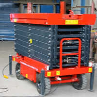 Scissor Lift - 30 Feet Working Height, 0.5 Ton Capacity, Red & Black | Easy to Operate, Strong, 12 Months Warranty