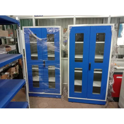 White & Blue Lab Chemical Storage Cupboard