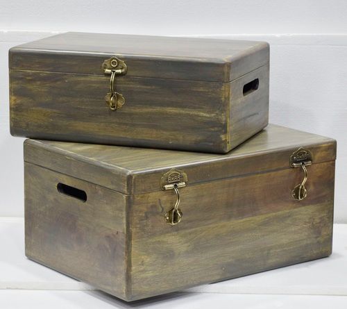 23 cm Wooden Trunk With Natural Finish