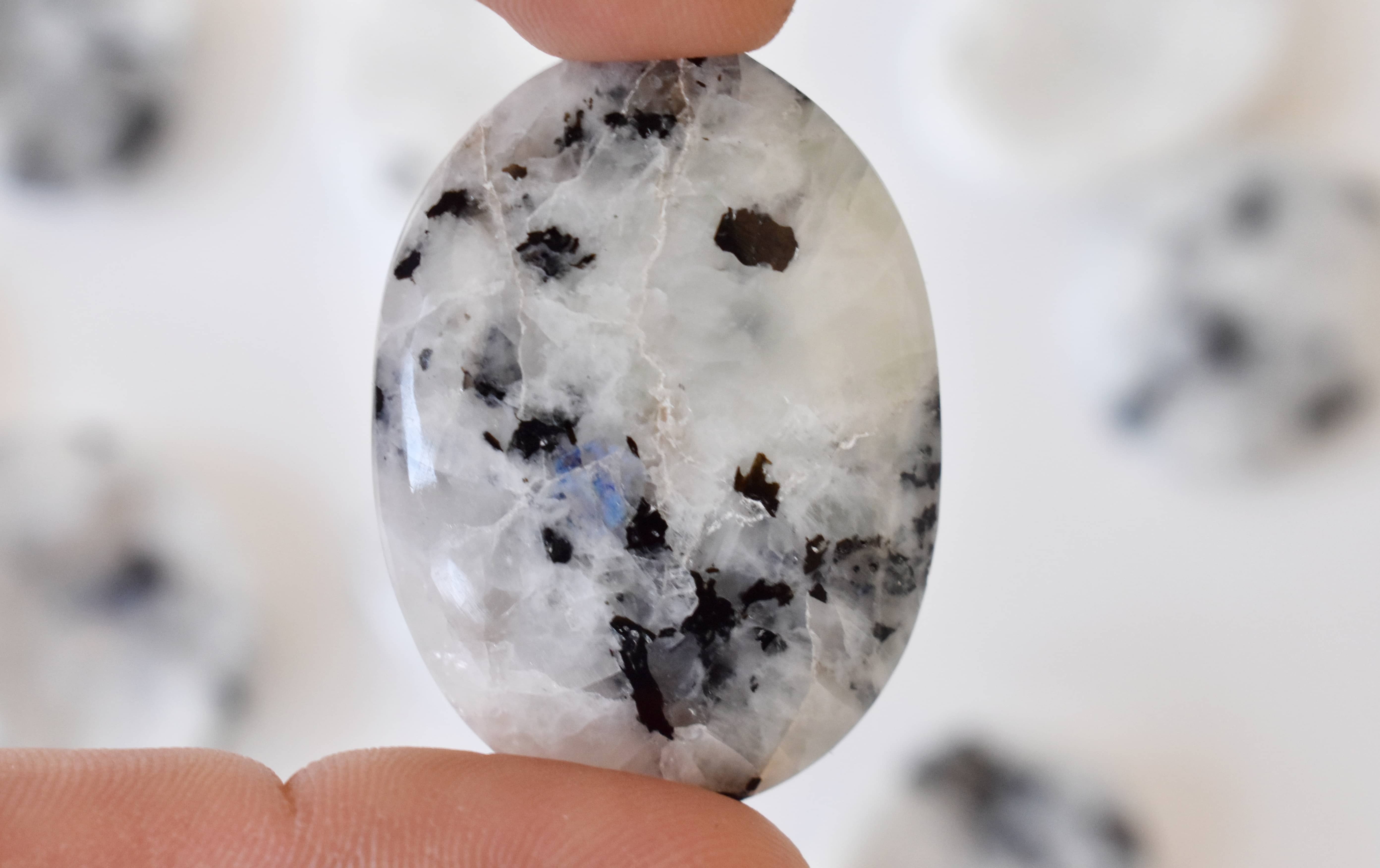 Rainbow moonstone Worry Stone for Crystal Healing, Pocket Palm Stone