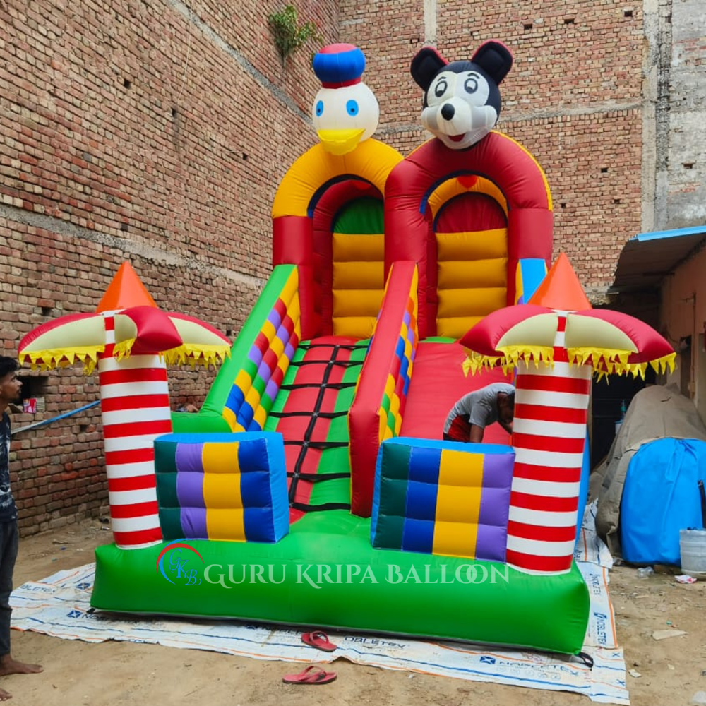 Mickey Mouse Bouncy Castle & Slides with Blower - Inflatable Two Face Bouncy