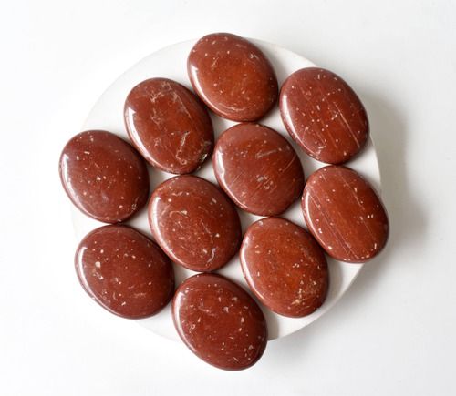 Red Jasper Worry Stone for Crystal Healing, Pocket Palm Stone