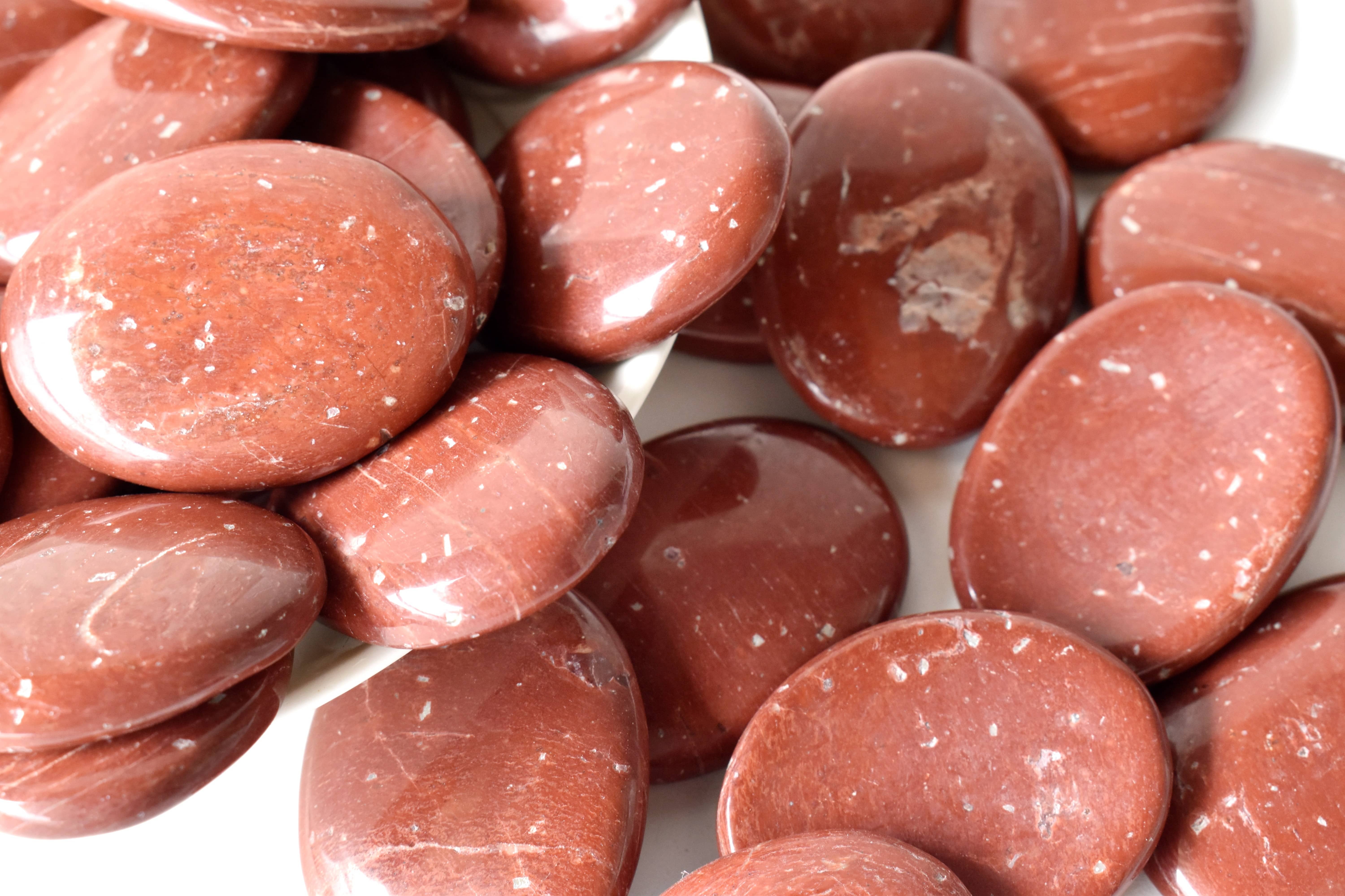 Red Jasper Worry Stone for Crystal Healing, Pocket Palm Stone