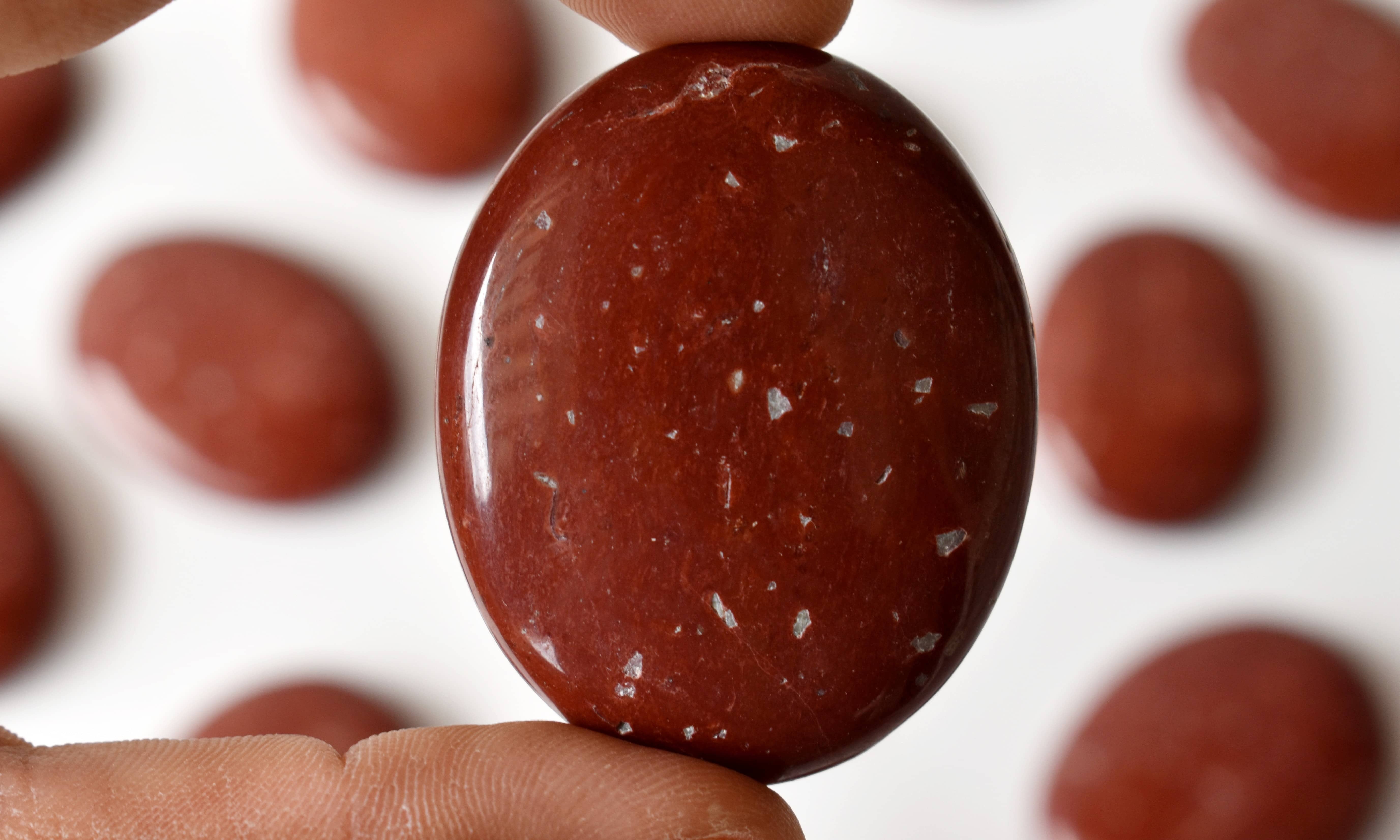 Red Jasper Worry Stone for Crystal Healing, Pocket Palm Stone