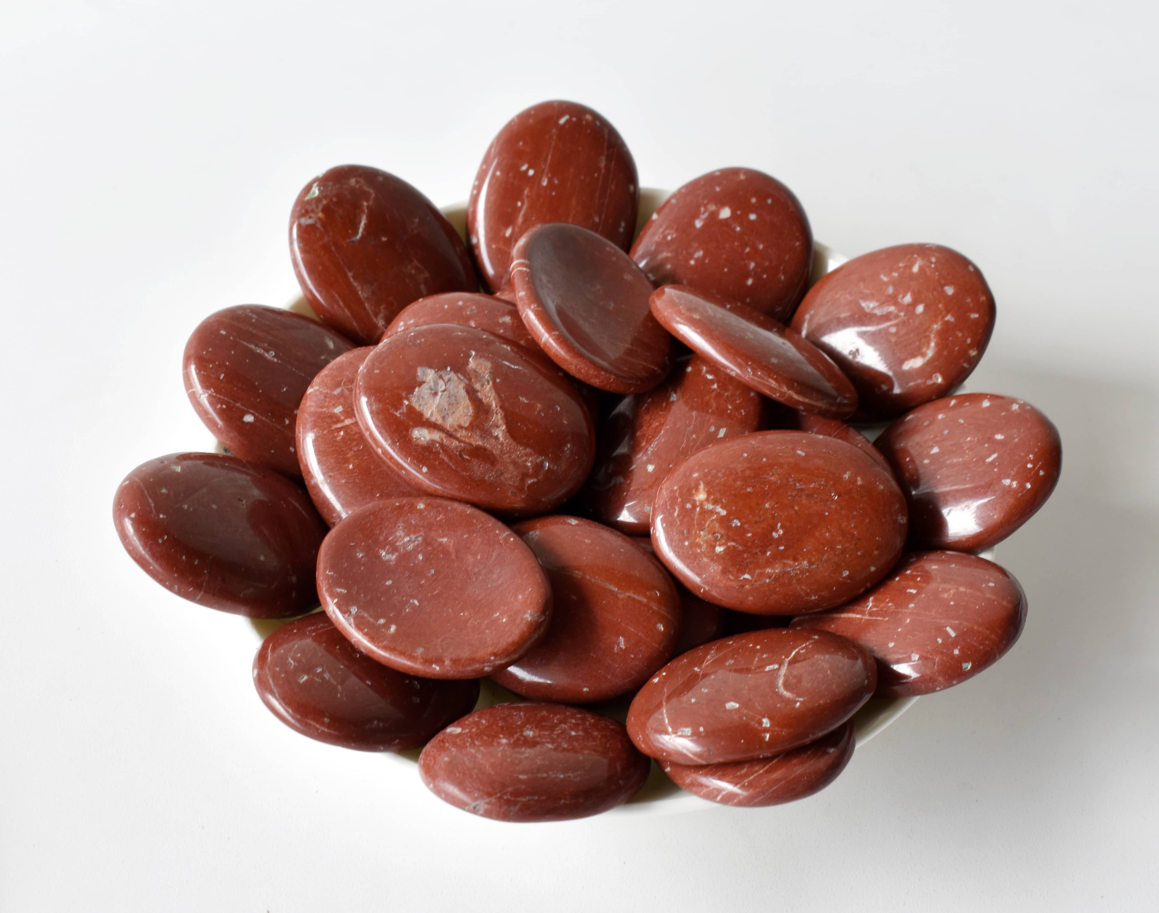 Red Jasper Worry Stone for Crystal Healing, Pocket Palm Stone