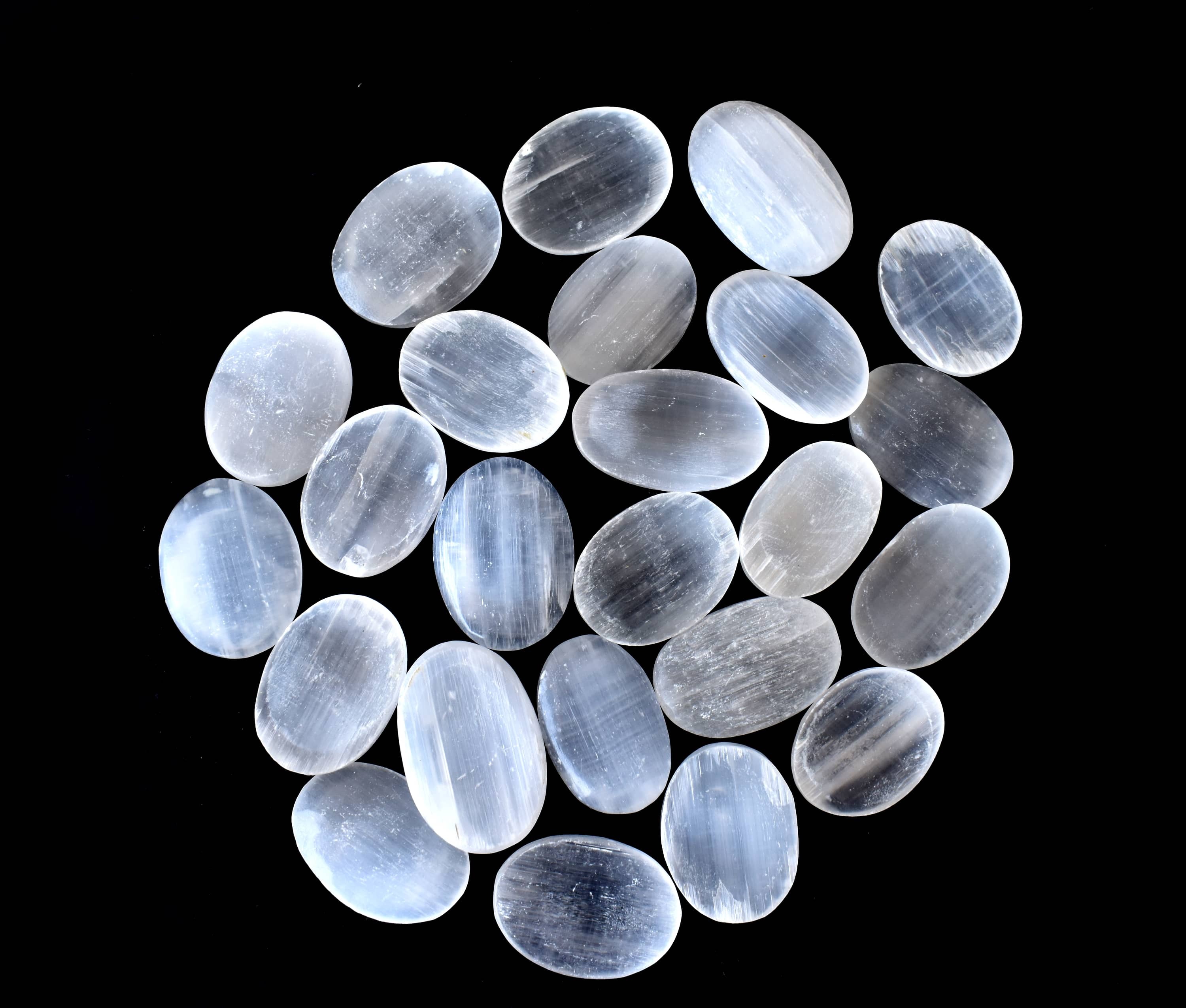 Selenite Worry Stone for Crystal Healing, Pocket Palm Stone