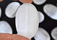 Selenite Worry Stone for Crystal Healing, Pocket Palm Stone