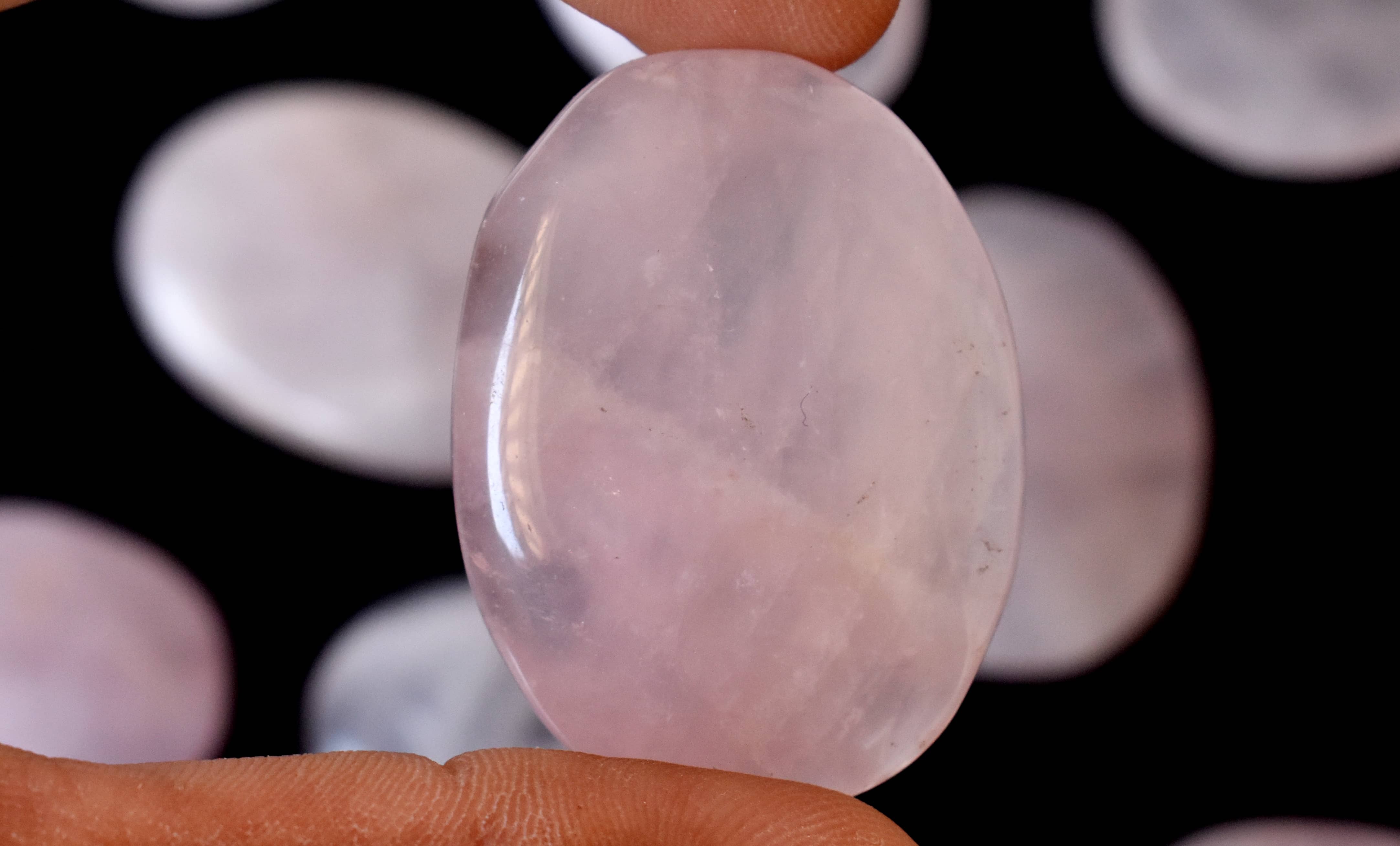 Rose Quartz  Worry Stone for Crystal Healing, Pocket Palm Stone