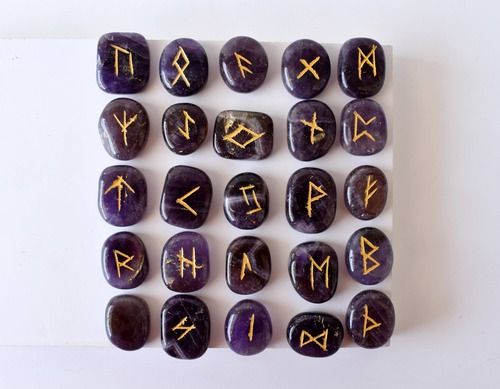 Amethyst Rune Set, Futhrak Runic Set, Runic Gemstones