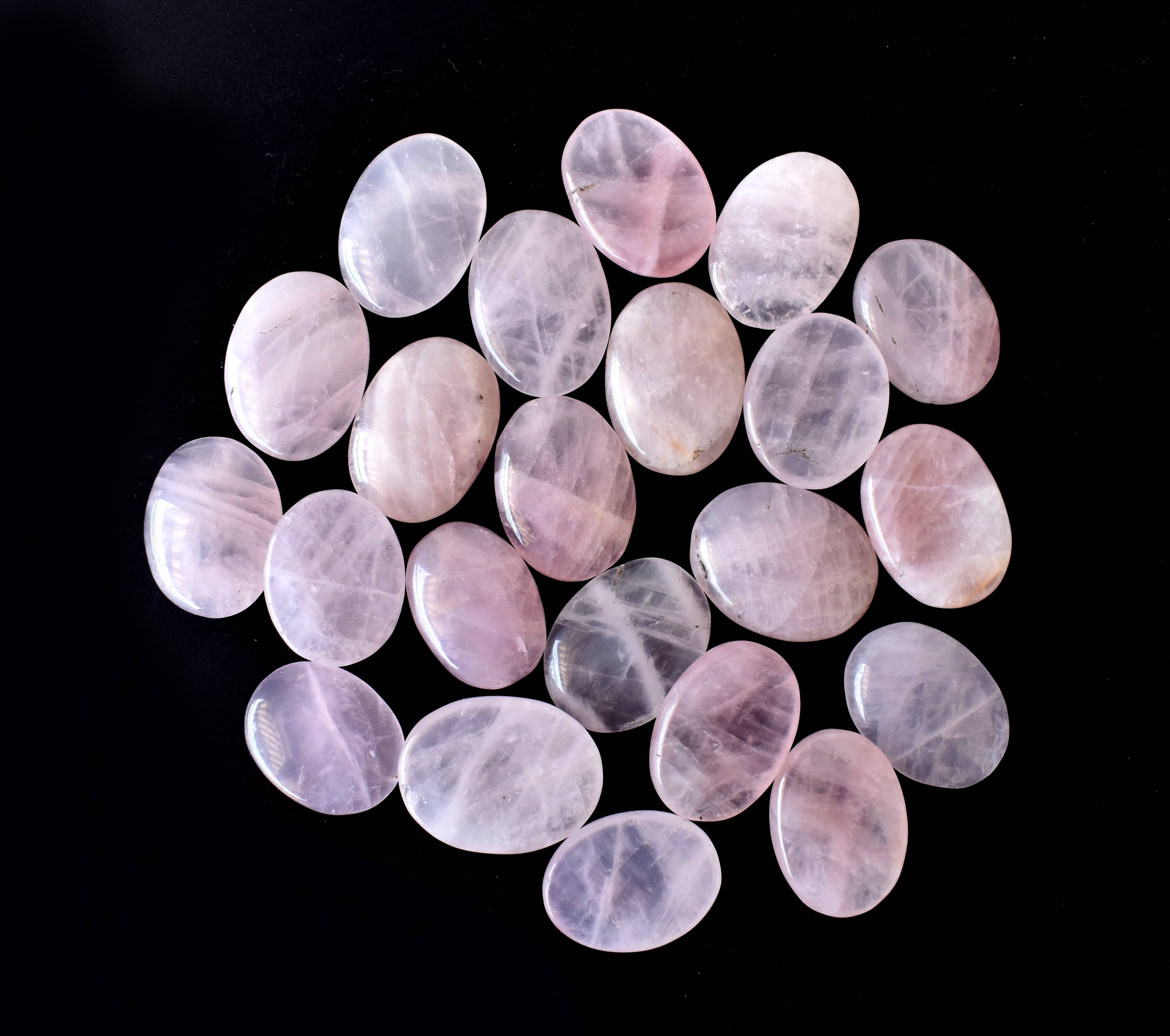 Rose Quartz  Worry Stone for Crystal Healing, Pocket Palm Stone