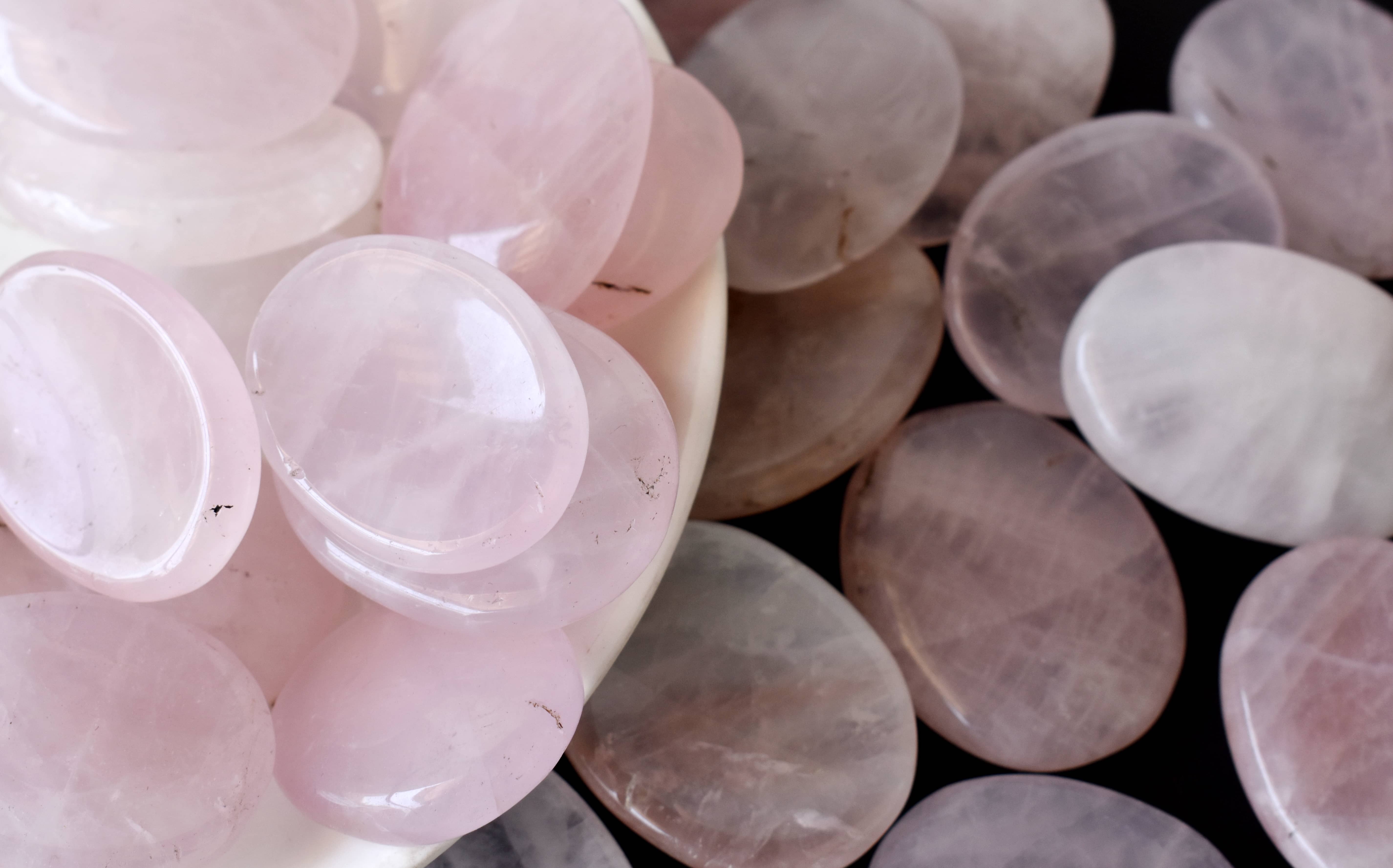 Rose Quartz  Worry Stone for Crystal Healing, Pocket Palm Stone