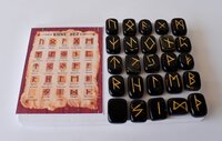 Black Jasper Rune Set, Futhrak Runic Set, Runic Gemstones