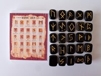 Black Jasper Rune Set, Futhrak Runic Set, Runic Gemstones