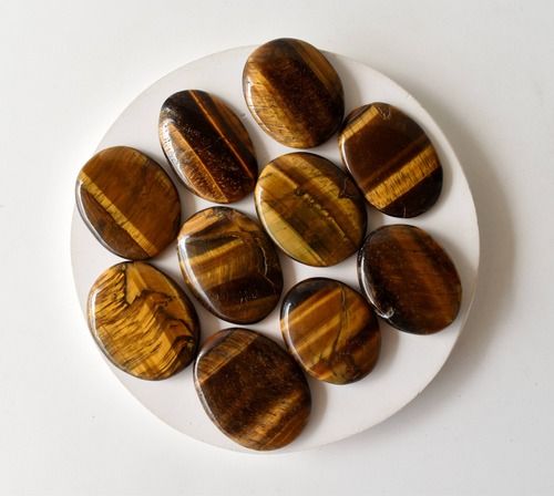 Tiger Eye Worry Stone for Crystal Healing, Pocket Palm Stone