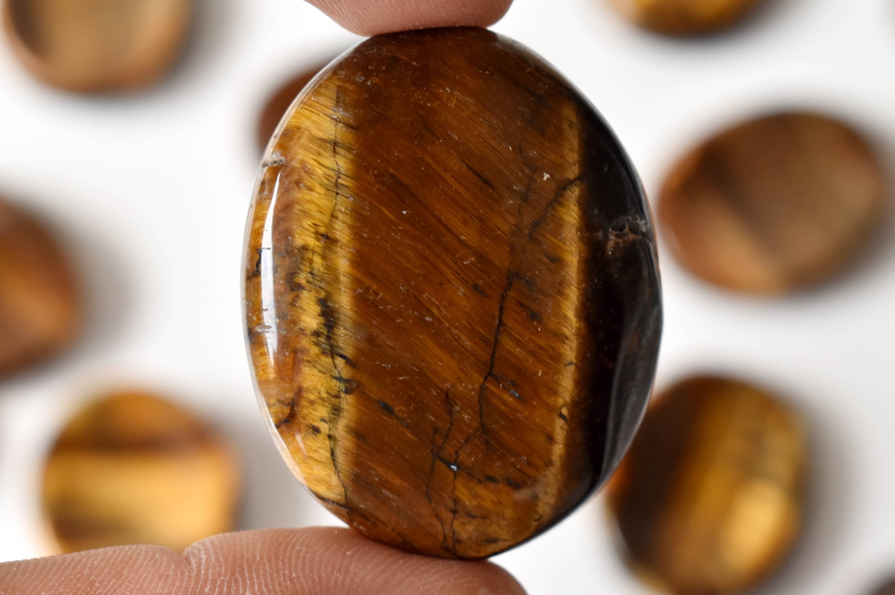 Tiger Eye Worry Stone for Crystal Healing, Pocket Palm Stone