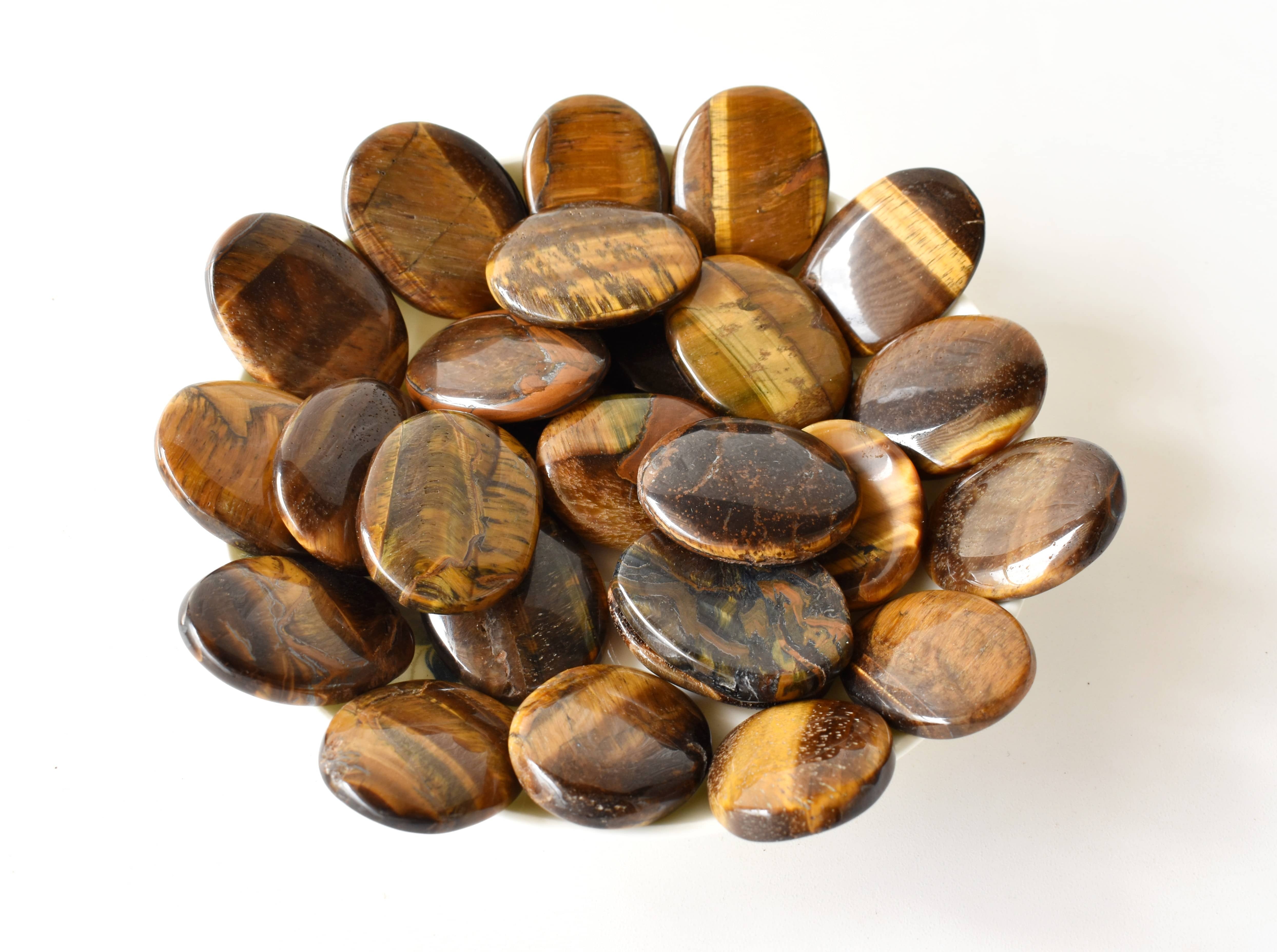 Tiger Eye Worry Stone for Crystal Healing, Pocket Palm Stone