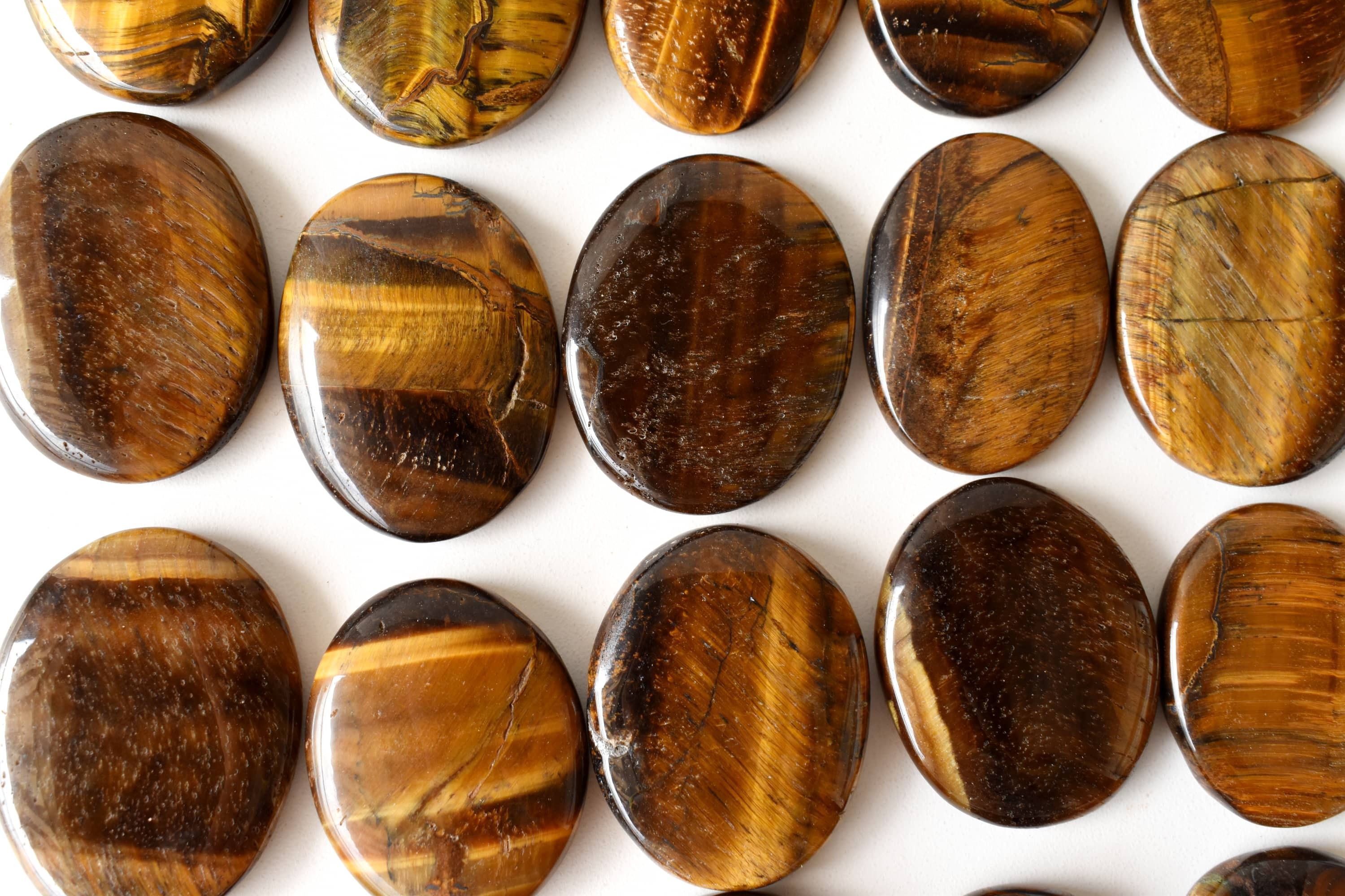 Tiger Eye Worry Stone for Crystal Healing, Pocket Palm Stone