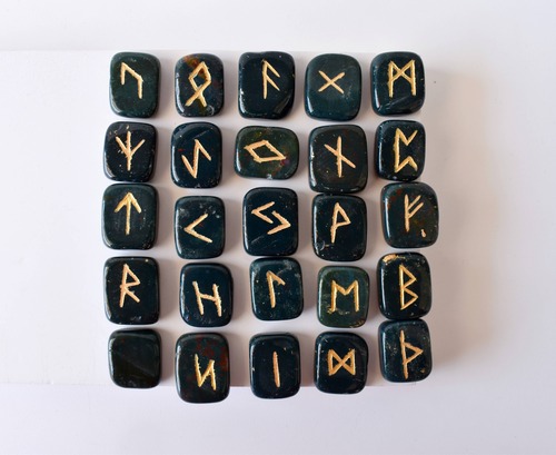 Bloodstone Rune Set, Futhrak Runic Set, Runic Gemstones