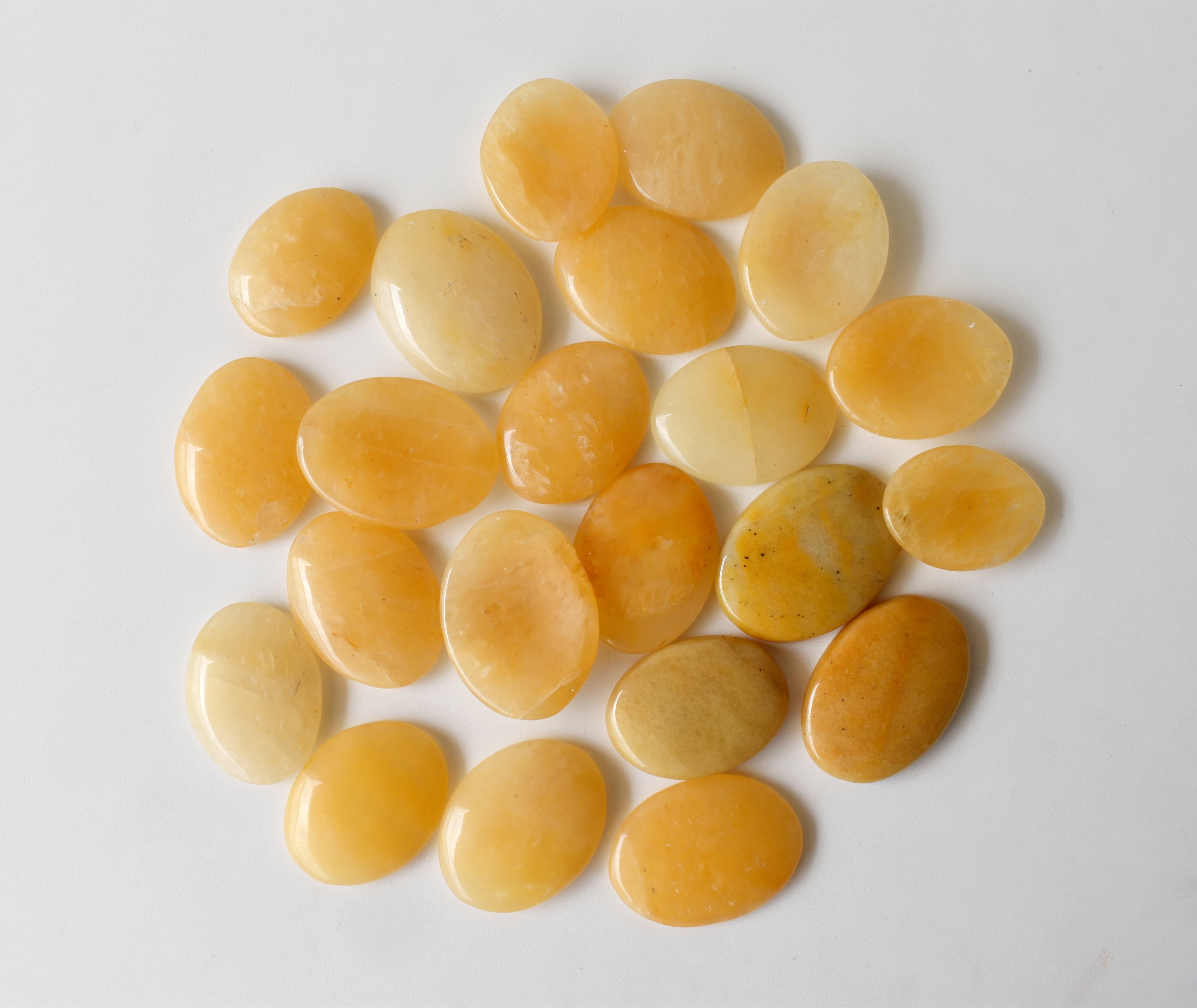 Yellow Aventurine Worry Stone for Crystal Healing, Pocket Palm Stone