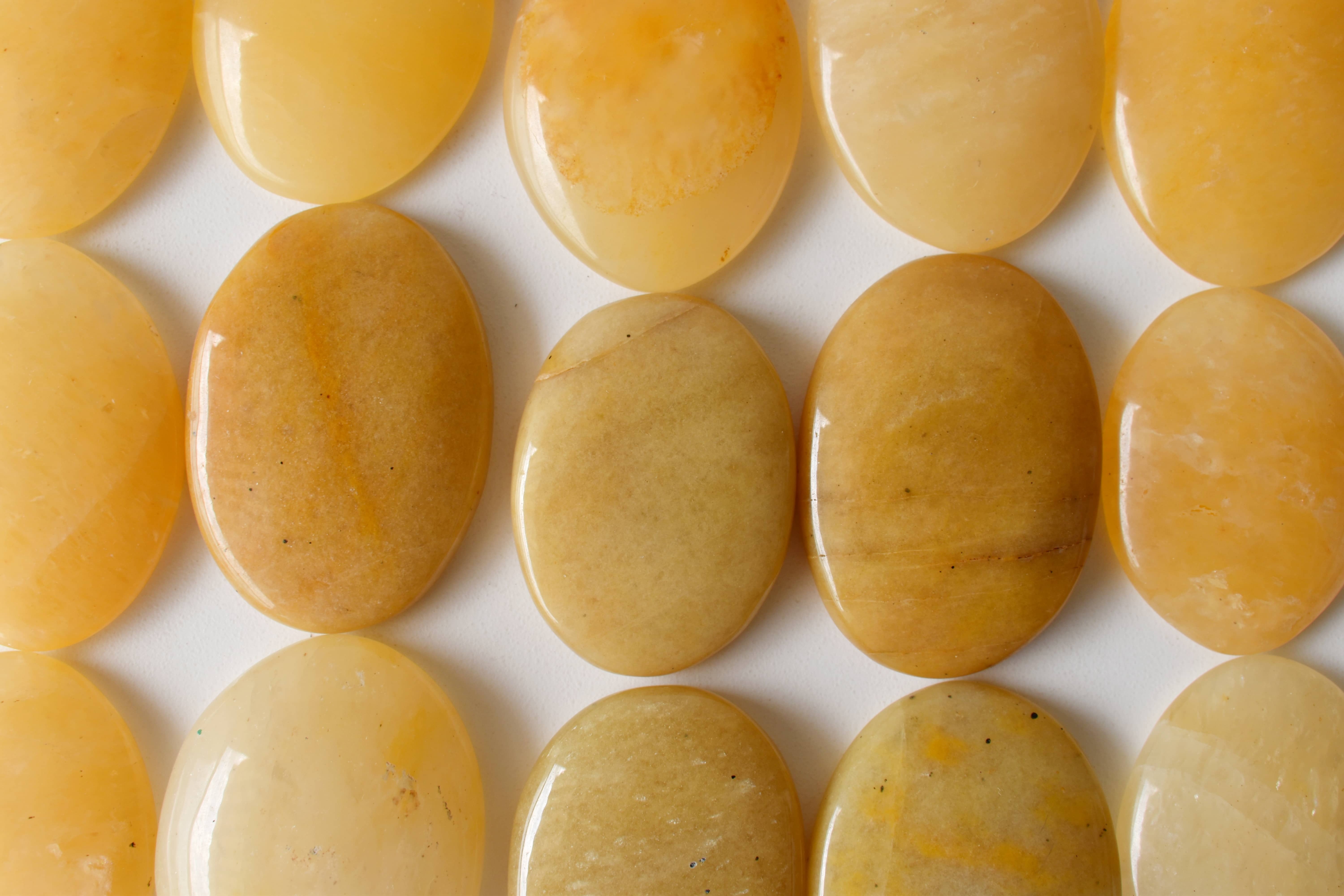 Yellow Aventurine Worry Stone for Crystal Healing, Pocket Palm Stone