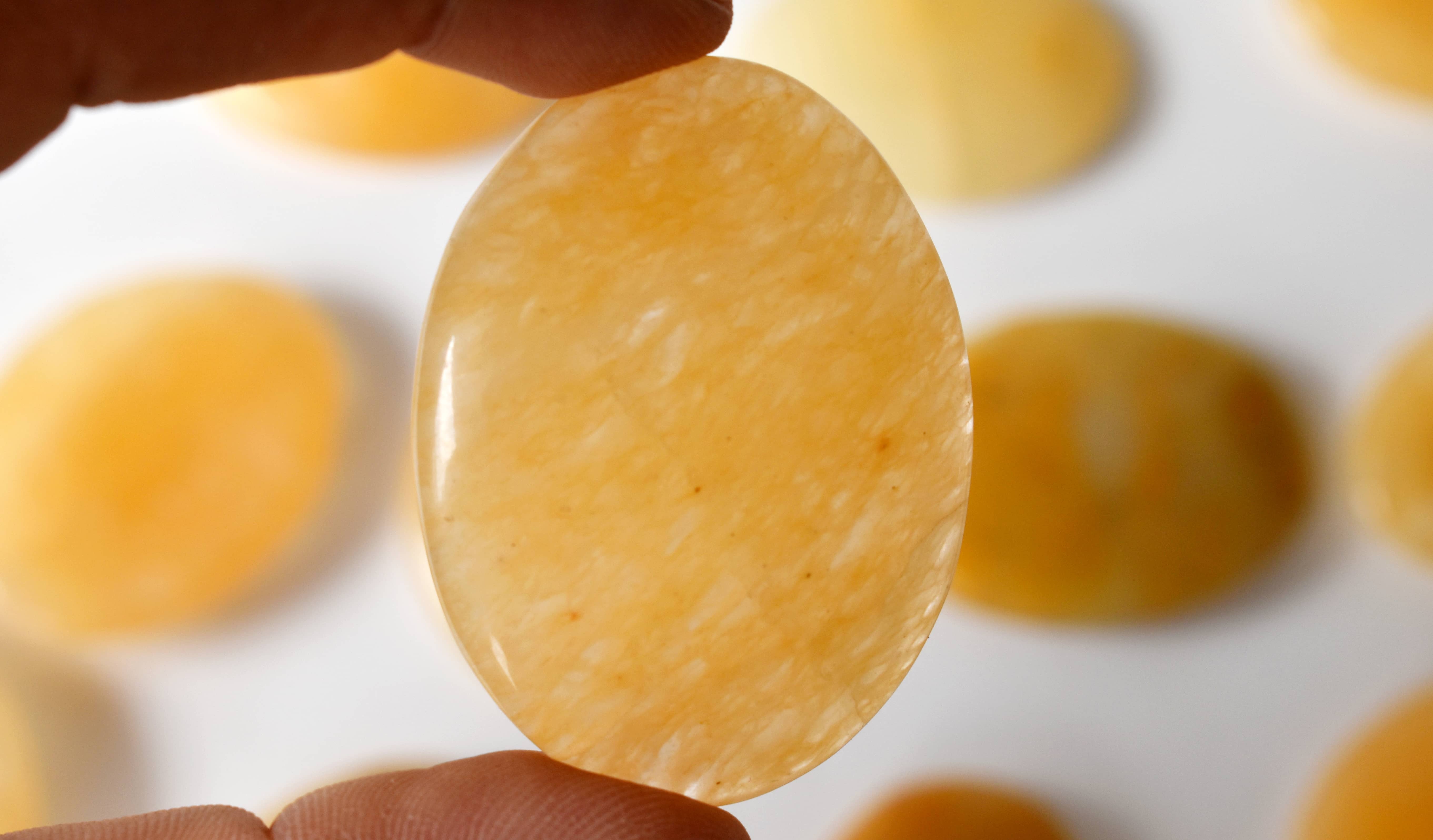 Yellow Aventurine Worry Stone for Crystal Healing, Pocket Palm Stone