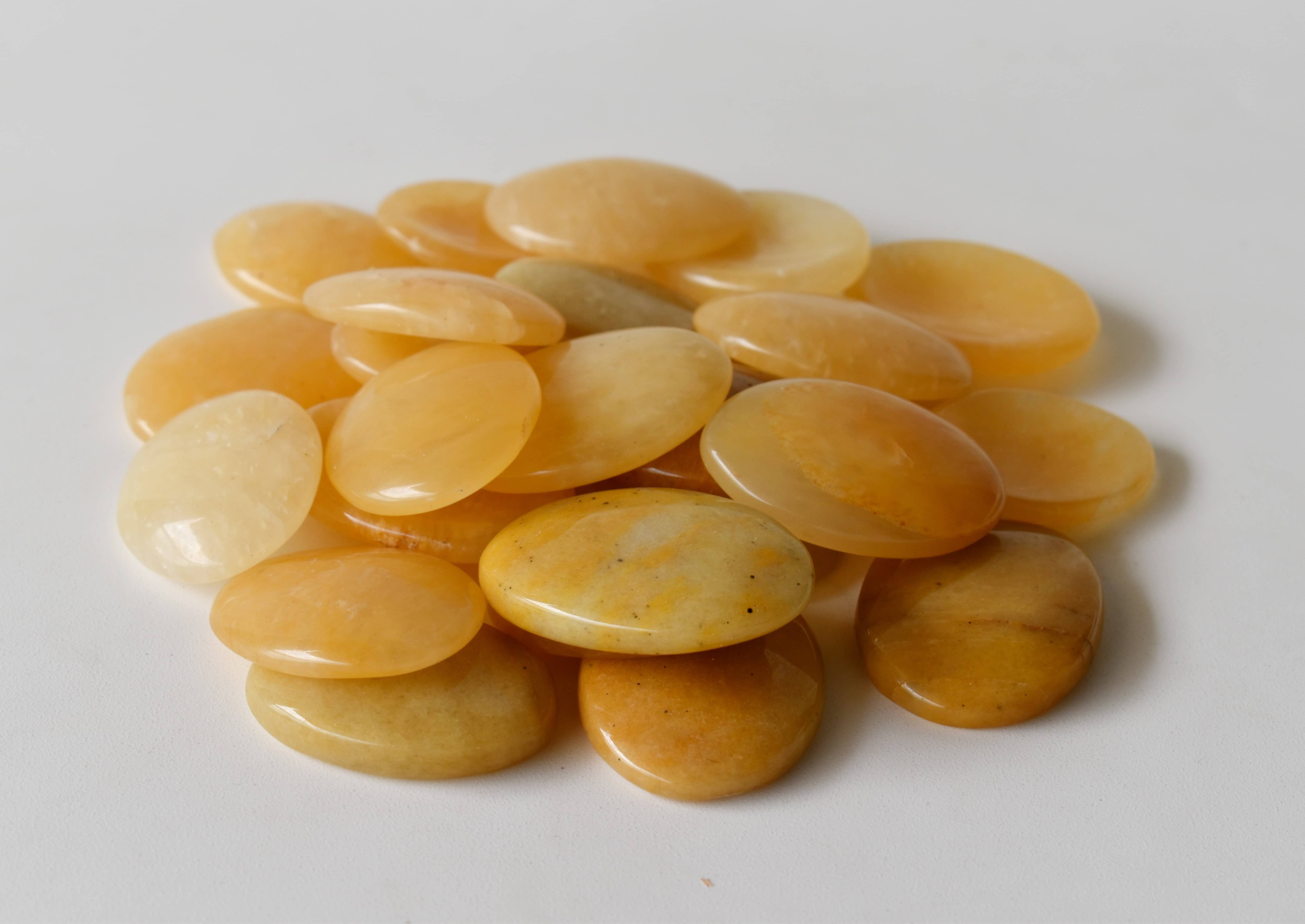 Yellow Aventurine Worry Stone for Crystal Healing, Pocket Palm Stone