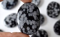 Snowflake Obsidian Worry Stone for Crystal Healing, Pocket Palm Stone