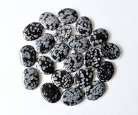 Snowflake Obsidian Worry Stone for Crystal Healing, Pocket Palm Stone