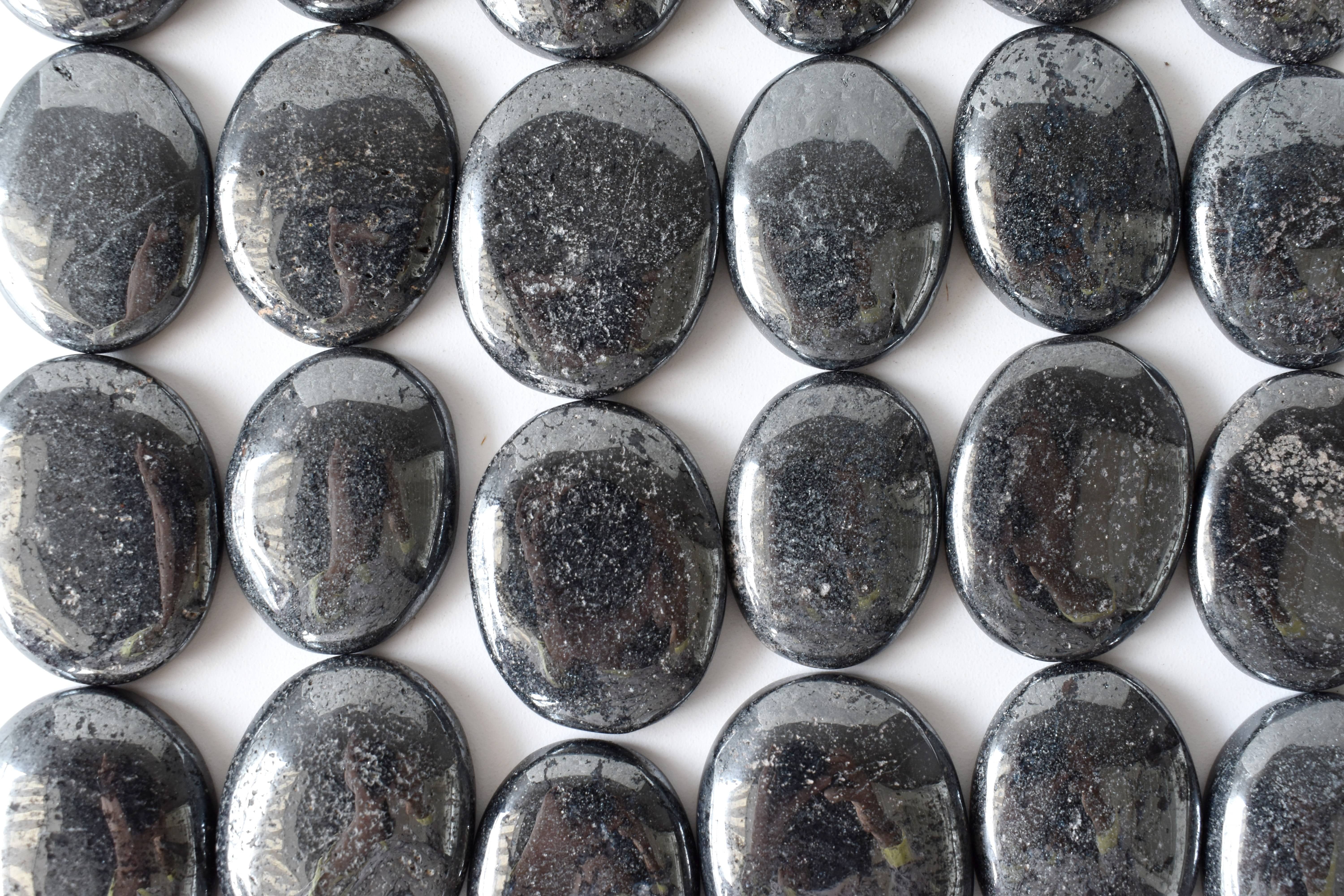 Hematite Worry Stone for Crystal Healing, Pocket Palm Stone