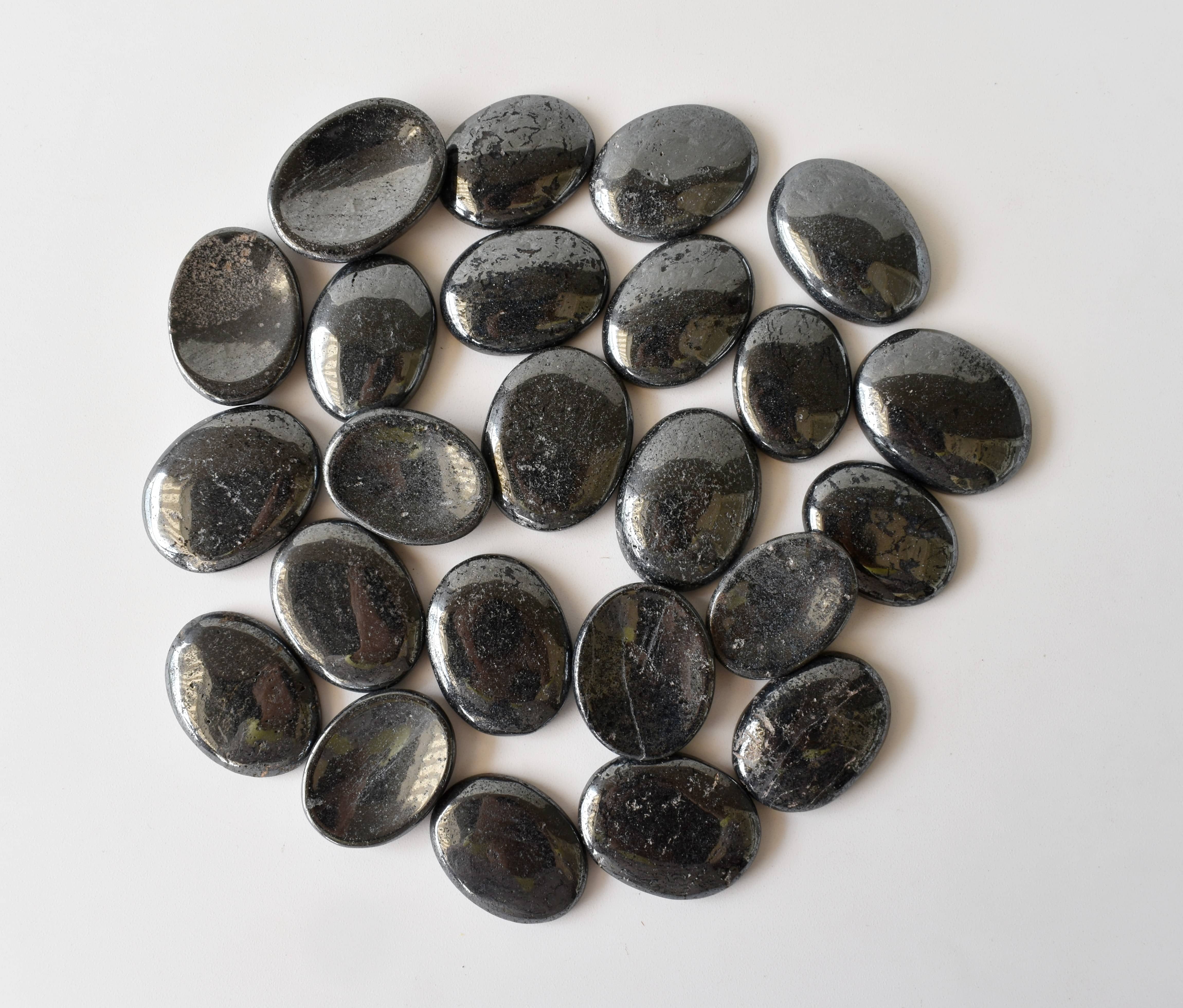 Hematite Worry Stone for Crystal Healing, Pocket Palm Stone