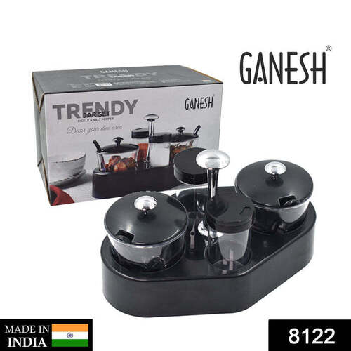 GANESH RENDY CONDIMENT SET FOR KITCHEN TRANSPARENT JAR