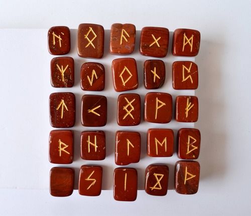 Red Jasper Rune Set, Futhrak Runic Set, Runic Gemstones