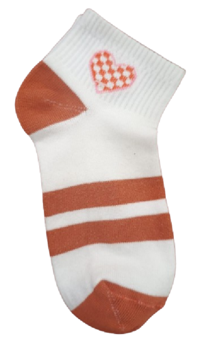 WHITE HEART DESIGN ANKLE SOCKS