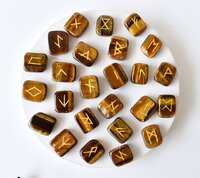 Tiger Eye Rune Set Futhrak Runic Set Runic Gemstones