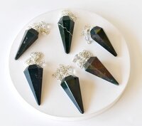 Bloodstone Faceted Cone Reiki Pendulum, Crystal Healing Gemstone