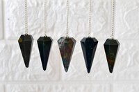 Bloodstone Faceted Cone Reiki Pendulum, Crystal Healing Gemstone