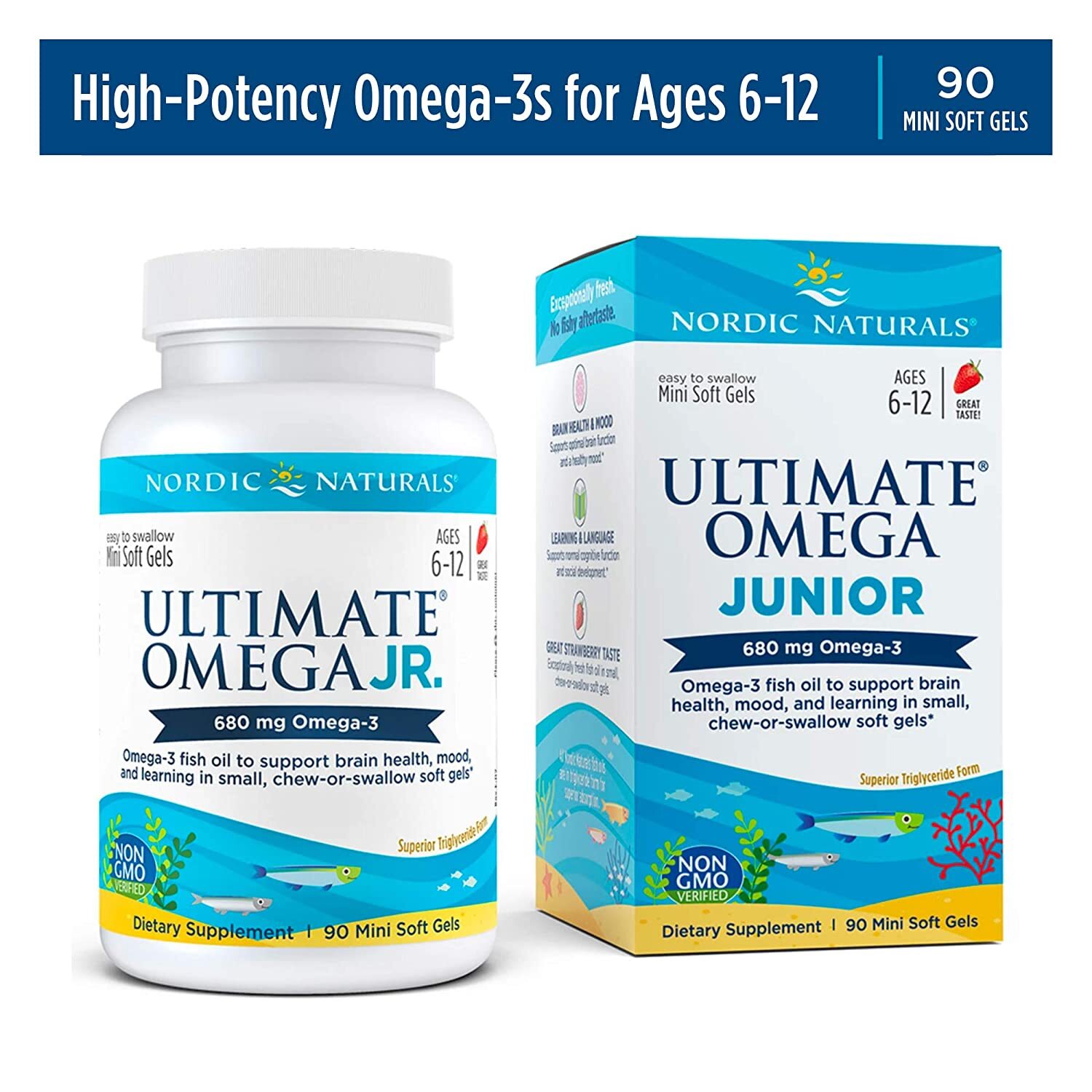 Nordic Naturals, Ultimate Omega, Junior, 500 mg, 90 Chewable Soft Gels