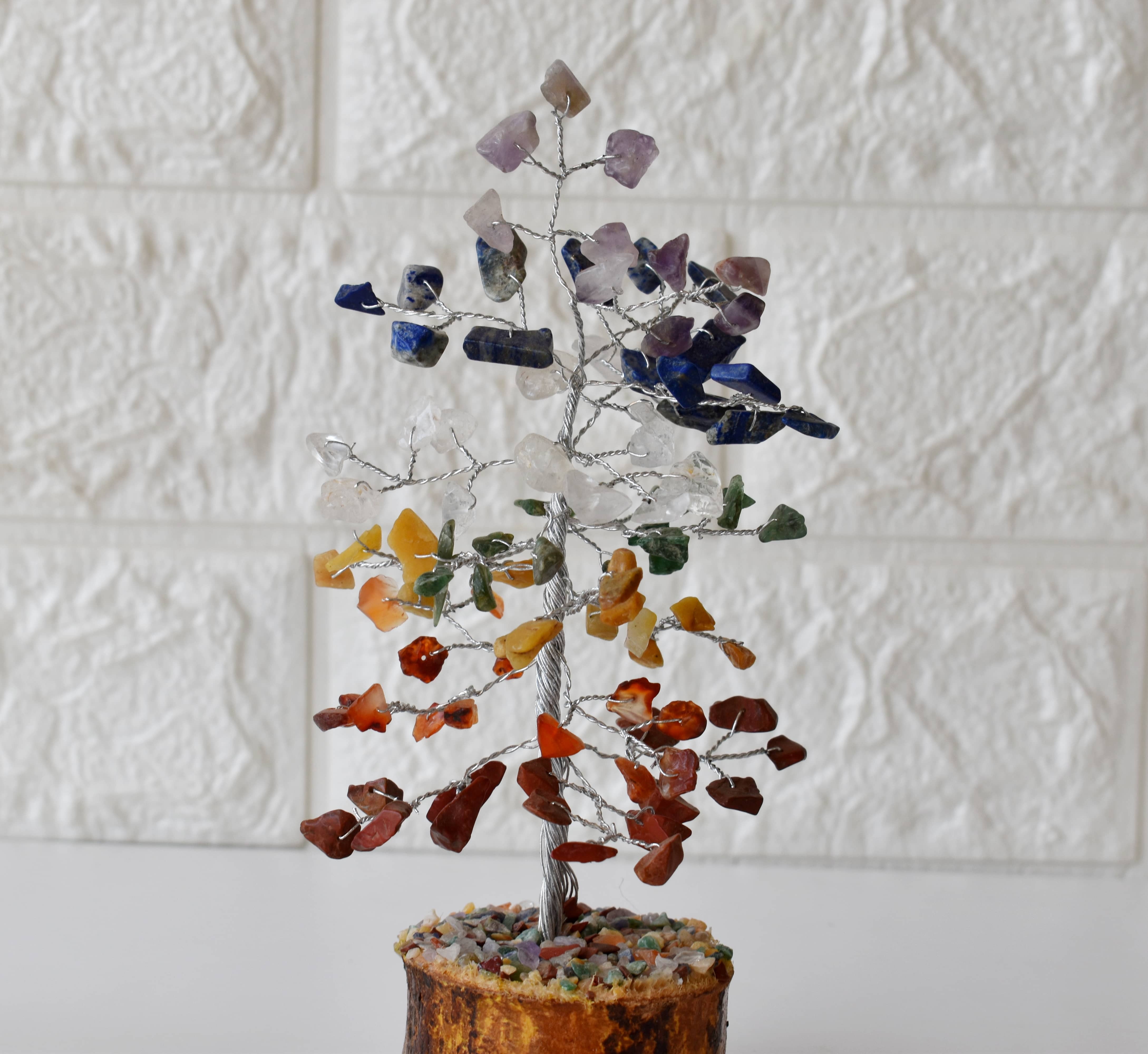 100 chips 7 Chakra Crystal Tree Of Life Bonsai Crystal Healing