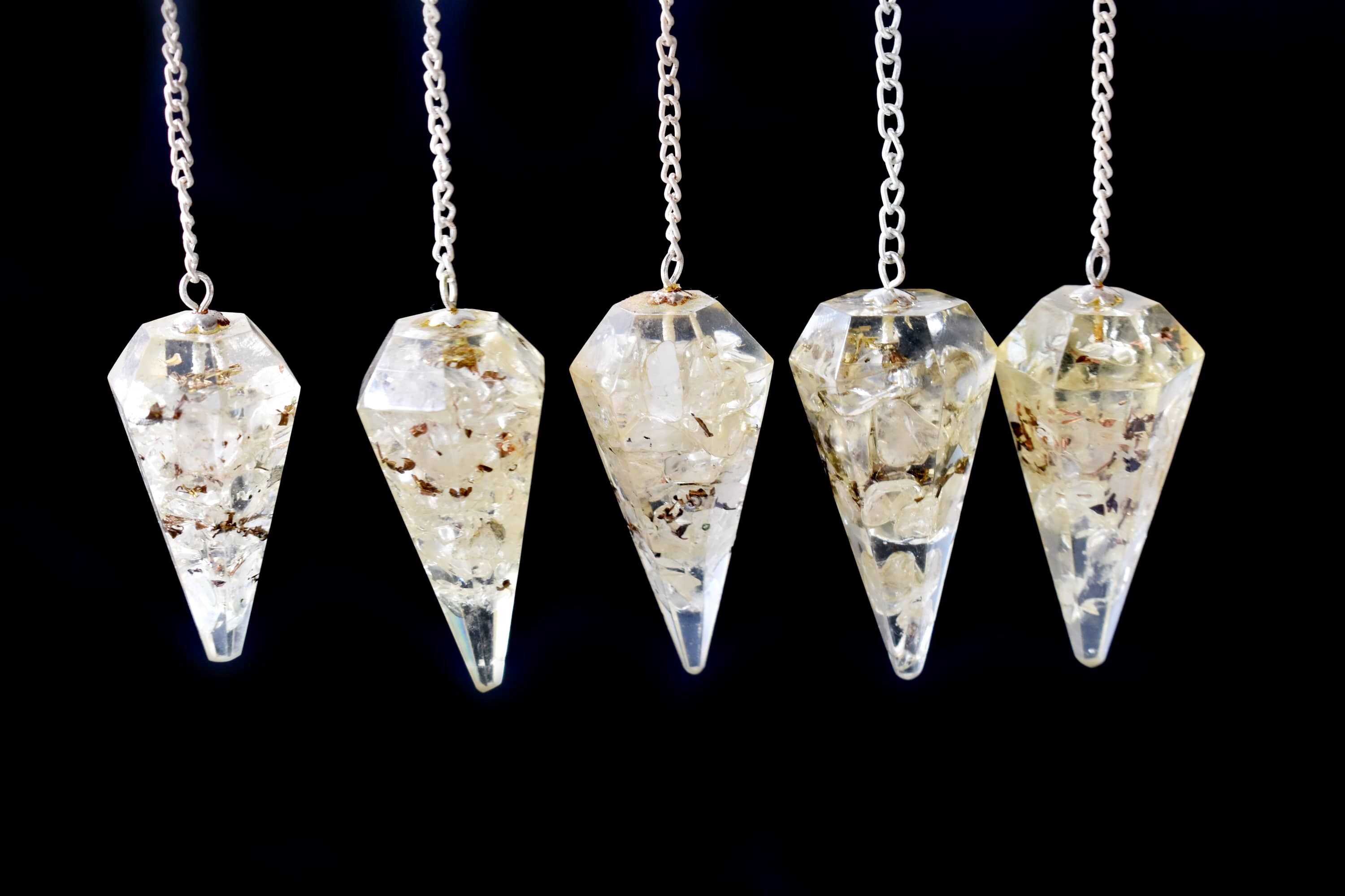 Crystal Orgone Faceted Cone Reiki Pendulum, Crystal Healing Gemstone