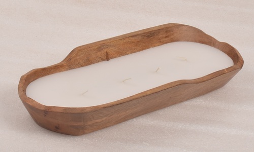 Wooden Zig-Zag Border Tray With Wax - Application: Interior Decor
