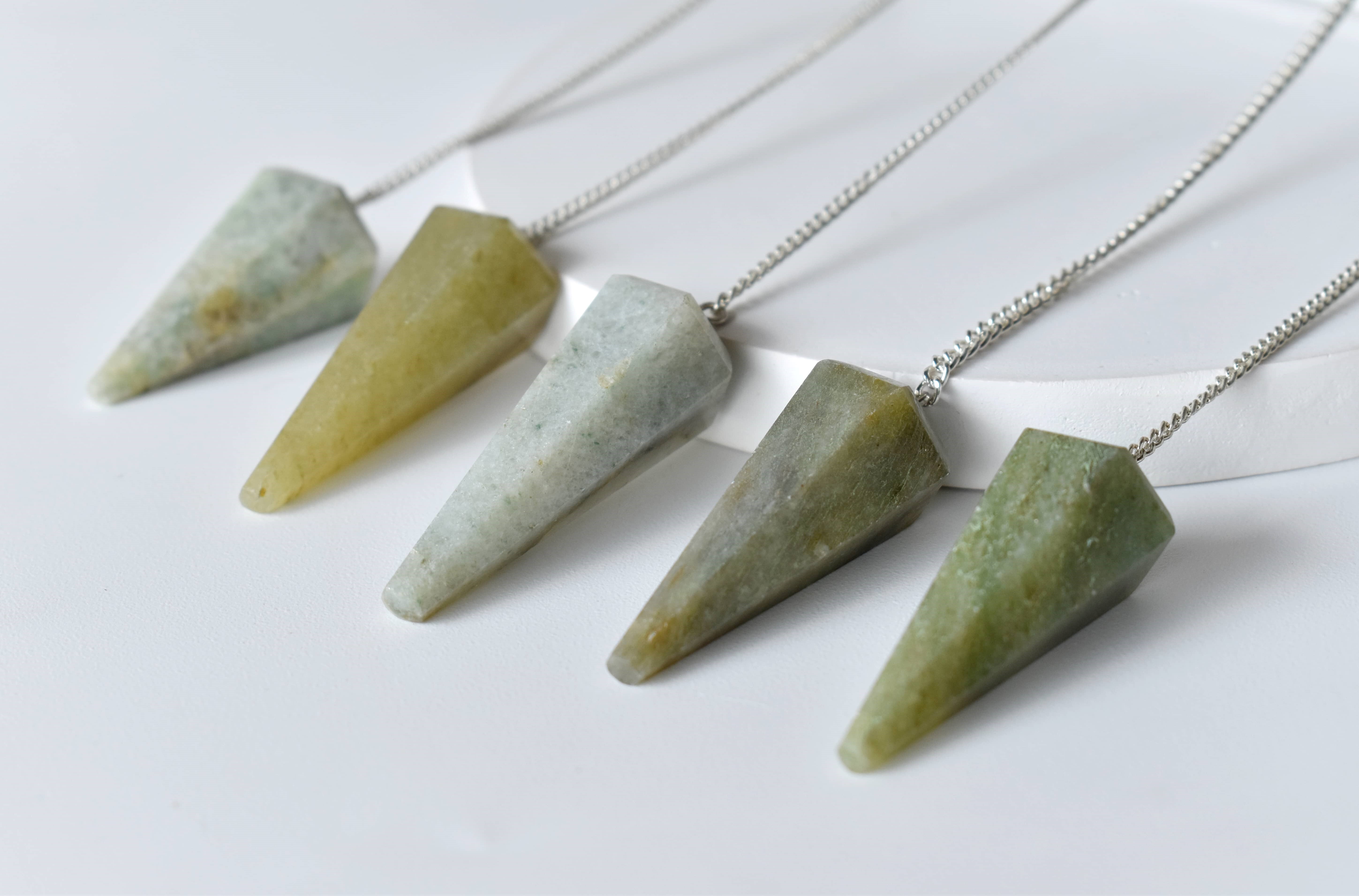 Green Aventurine  Faceted Cone Reiki Pendulum, Crystal Healing Gemstone