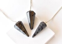 Hematite Faceted Cone Reiki Pendulum, Crystal Healing Gemstone